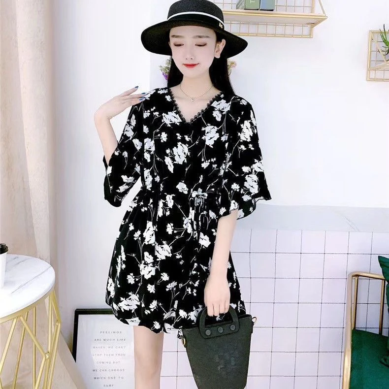 现货福利时尚碎花连衣裙套装减龄显瘦洋气雪纺两件套夏季女装