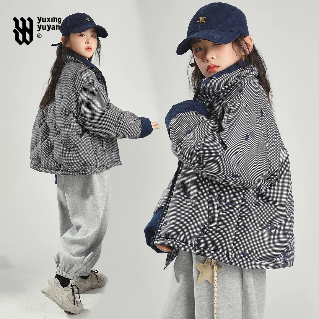 雨星雨嫣女童2025冬季新款90白鸭绒轻薄短款外套上衣