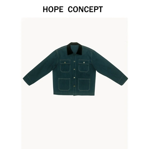25106#HOPECONCEPT LP秀场复古老钱 砂洗高密牛仔外套密歇根夹克