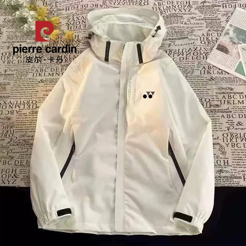 皮尔卡丹yy羽毛球服秋冬男女冲锋衣三合一防风防水户外夹克外套可