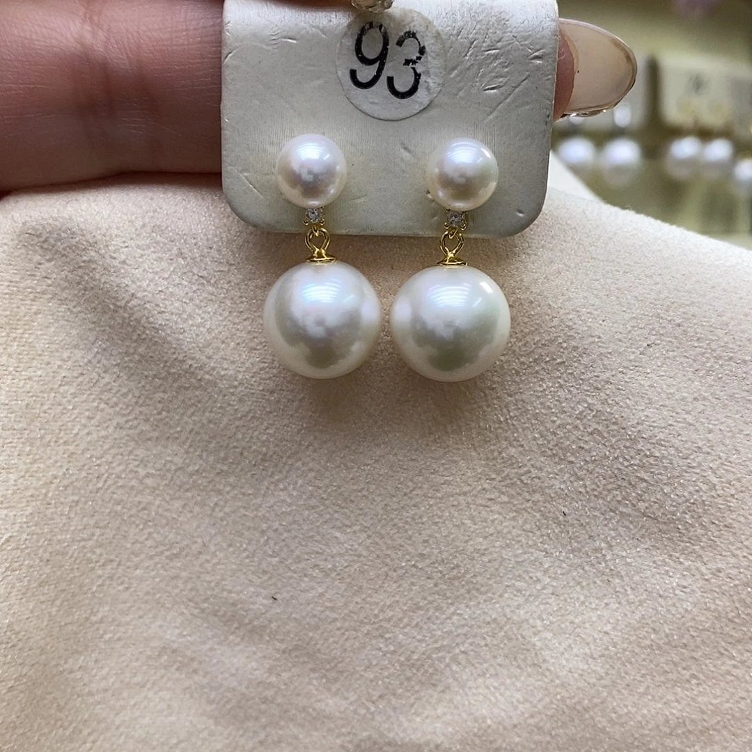 银S925镶嵌淡水珍珠耳饰