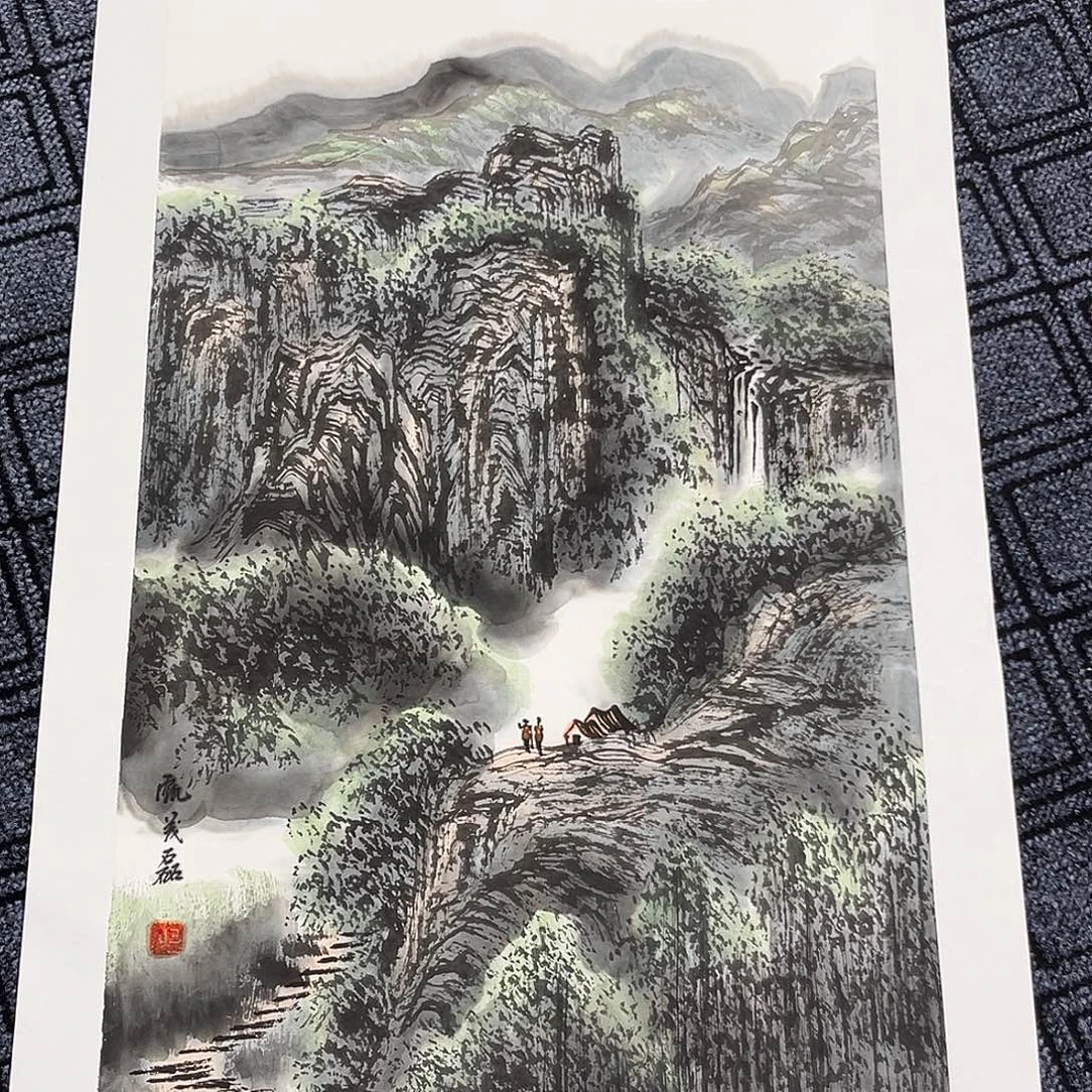巴***社国画甄茂磊老师三尺山水旭奇