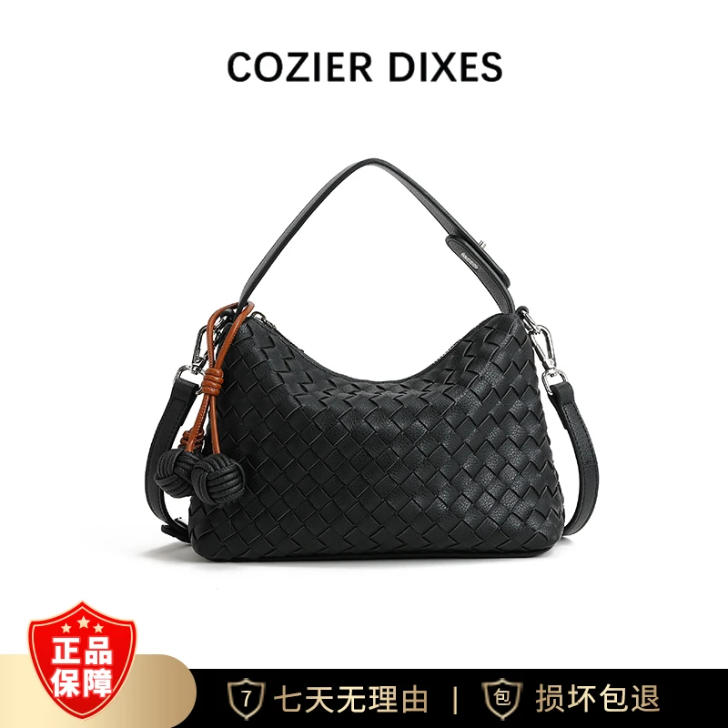 新款时尚百搭手提编织包单肩斜挎女包 DFN500-黑色