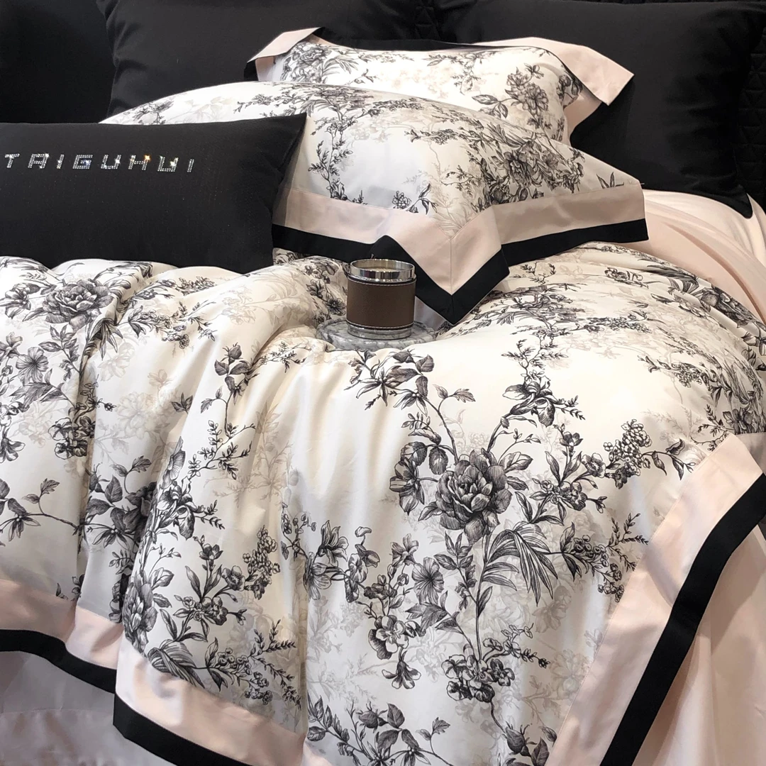 轻奢长绒棉全棉磨毛复古印花床上四件套-万妮莎