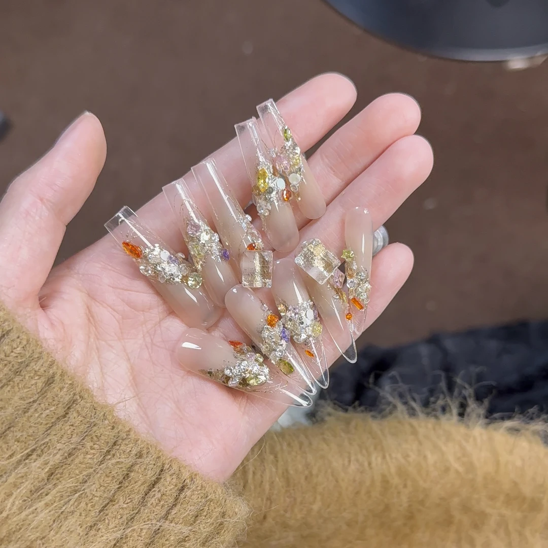 甜兔【宝石匣子】高级氛围感显白爆闪纯手工穿戴甲