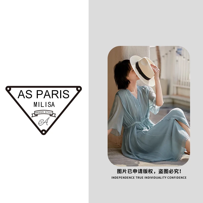 100桑蚕丝 今年超火新款花色茶歇法式真丝连衣裙