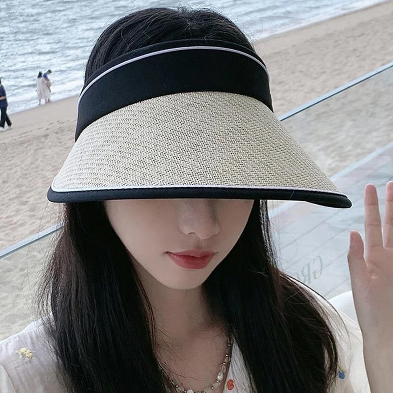 可折叠加大帽檐遮阳帽子女夏季防紫外线遮脸空顶太阳帽骑车防晒帽