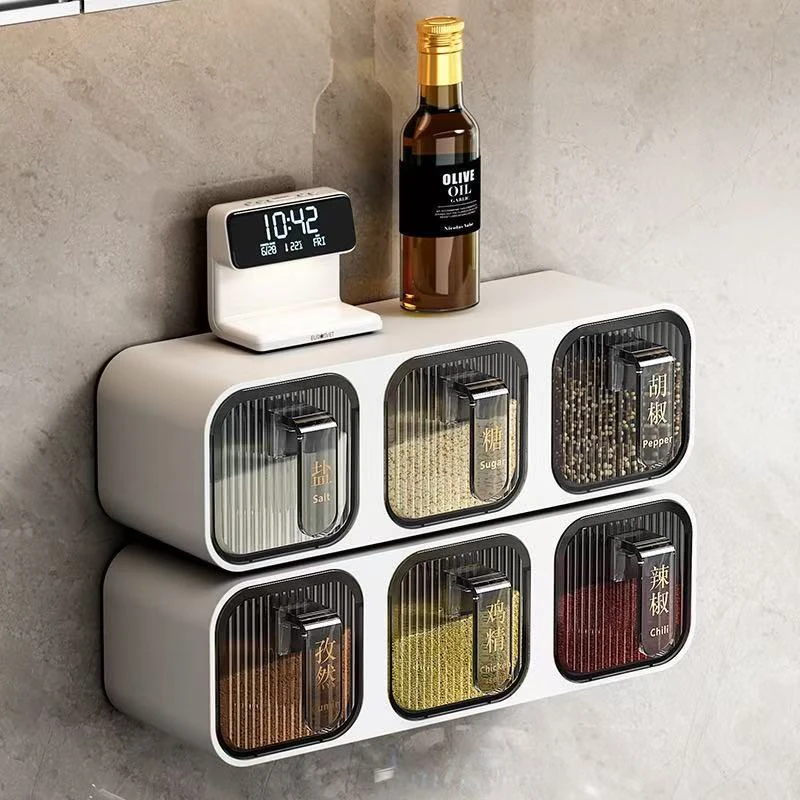 调料盒套装组合盐罐调料罐糖味精挂壁家用厨房防潮调味料盒收纳盒