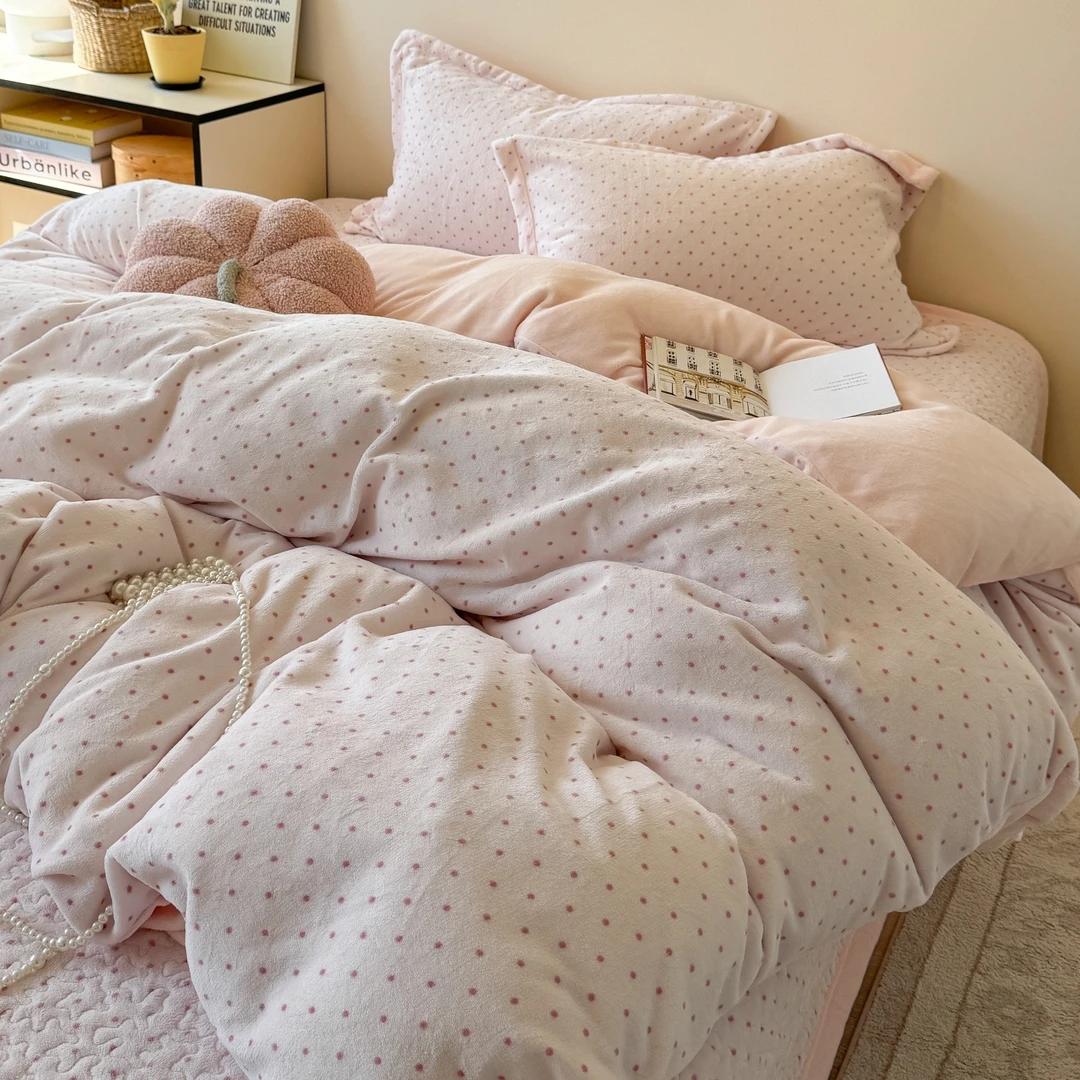 博洋家纺适用秋冬加厚牛奶绒四件套床盖款珊瑚绒双面绒被套法兰绒