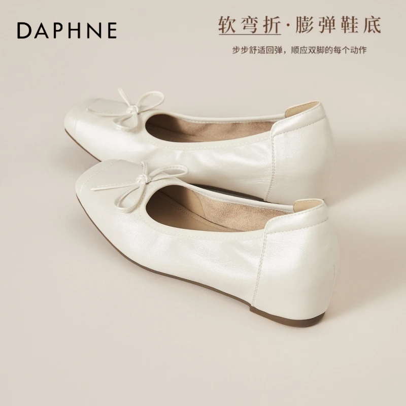达芙妮蝴蝶结平底单鞋女2025夏季新款法式百搭配裙子浅口芭蕾舞鞋