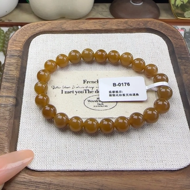 和田玉（糖玉）未镶嵌手串卡8黄金糖