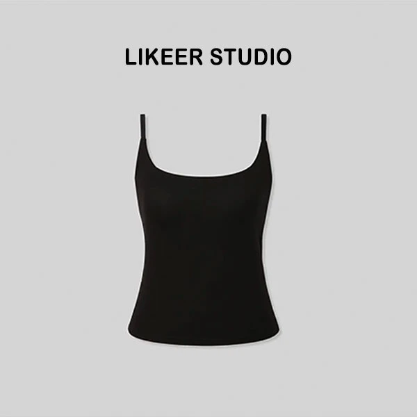 李可儿【柔贴背心】2025夏季新款内搭带垫吊带方领背心美背L001