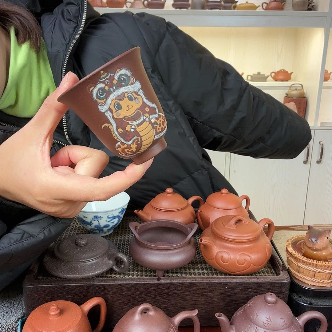 紫砂茶壶蛇宝宝主人杯