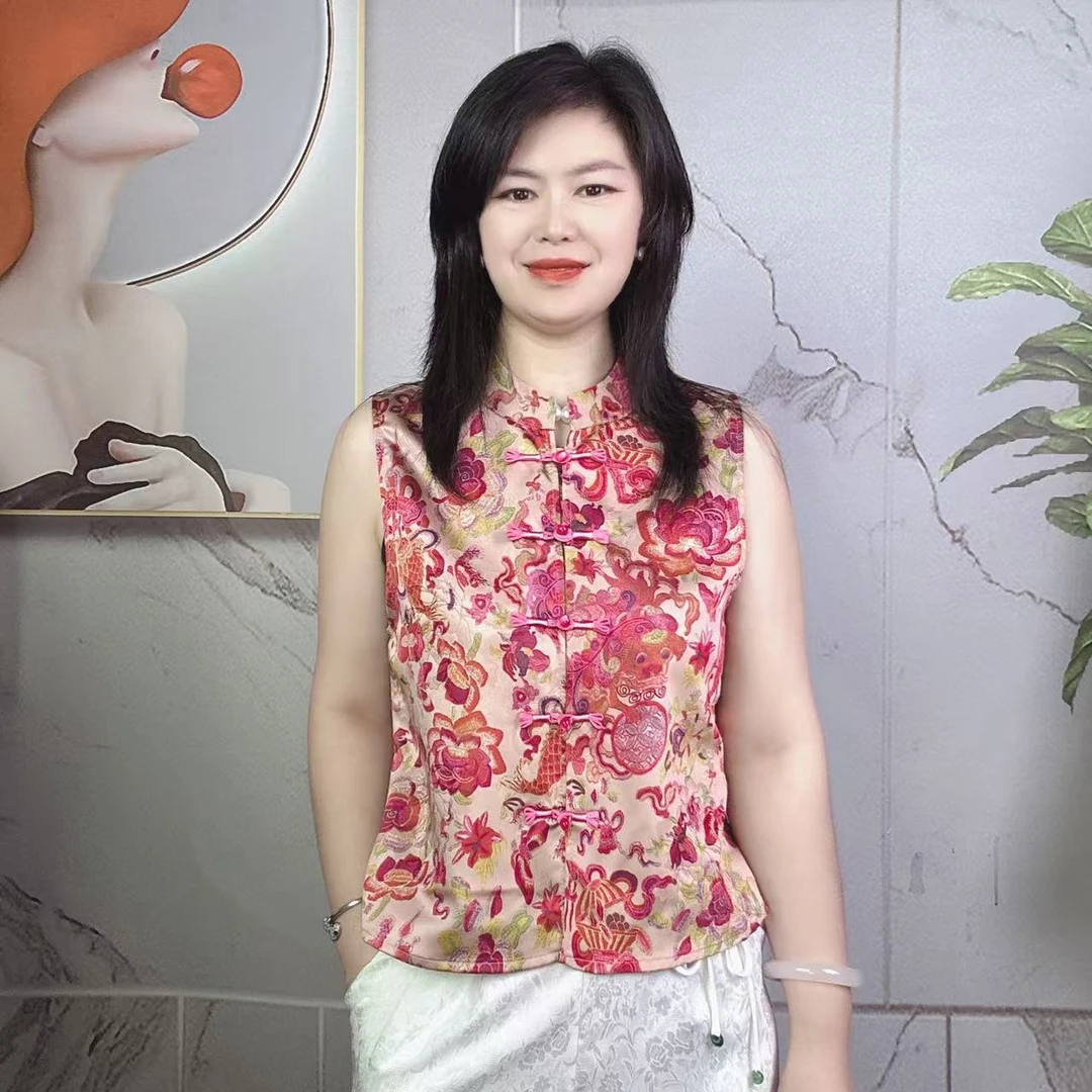 新款夏季盘扣薄款背心【麒麟吉祥图】改良版洋气百搭马甲上衣女装