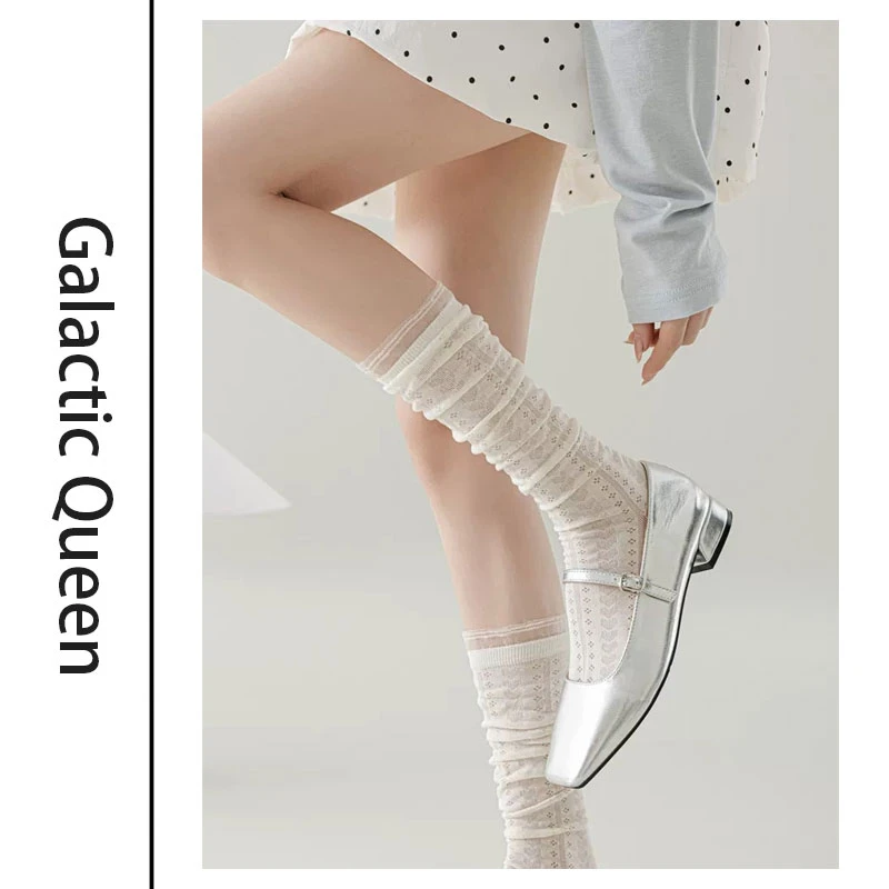 DX.DAXI【网眼蕾丝小腿袜】薄款蕾丝小腿袜网眼透气堆堆袜子