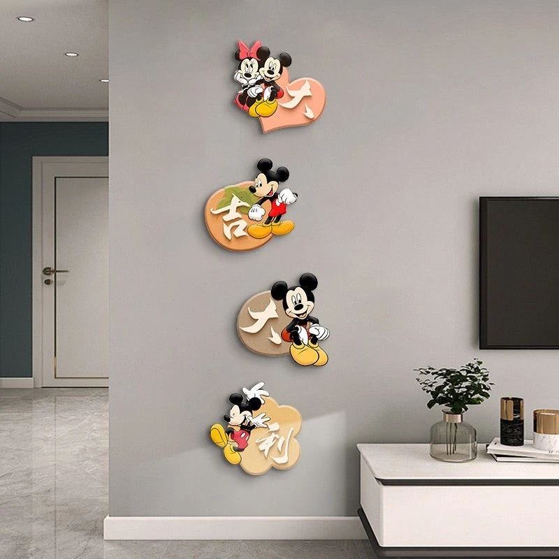 米奇熊猫装饰画背景墙客厅平安电视喜乐挂件创意组合玄关挂画挂饰