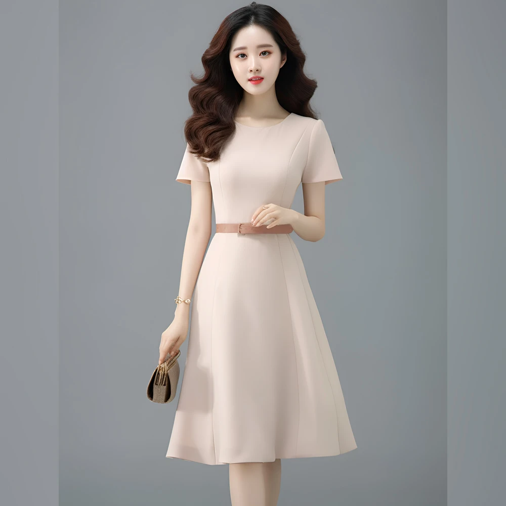 2025新款女装时尚显瘦夏季连衣裙收腰韩版小个子气质轻熟风通勤潮