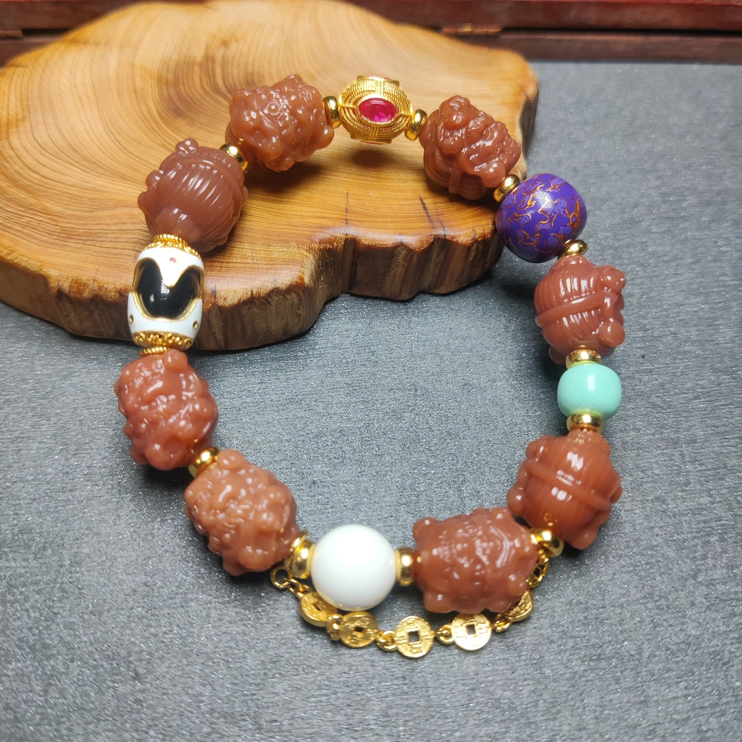 高品美拉德大黑天手串设计款14.5*12玛瑙文玩珠宝首饰同品百搭