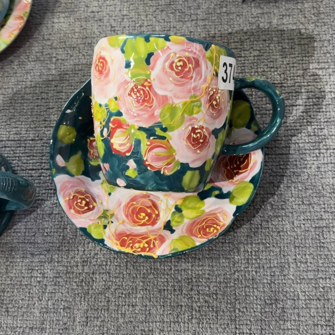 瓷片景德镇手绘高温釉下彩陶瓷茶具