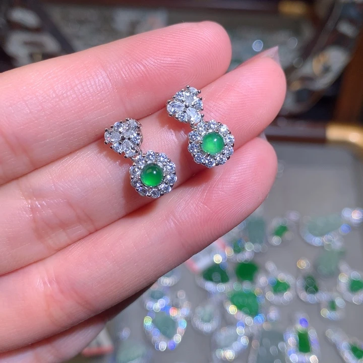 翡翠未镶嵌耳饰耳钉