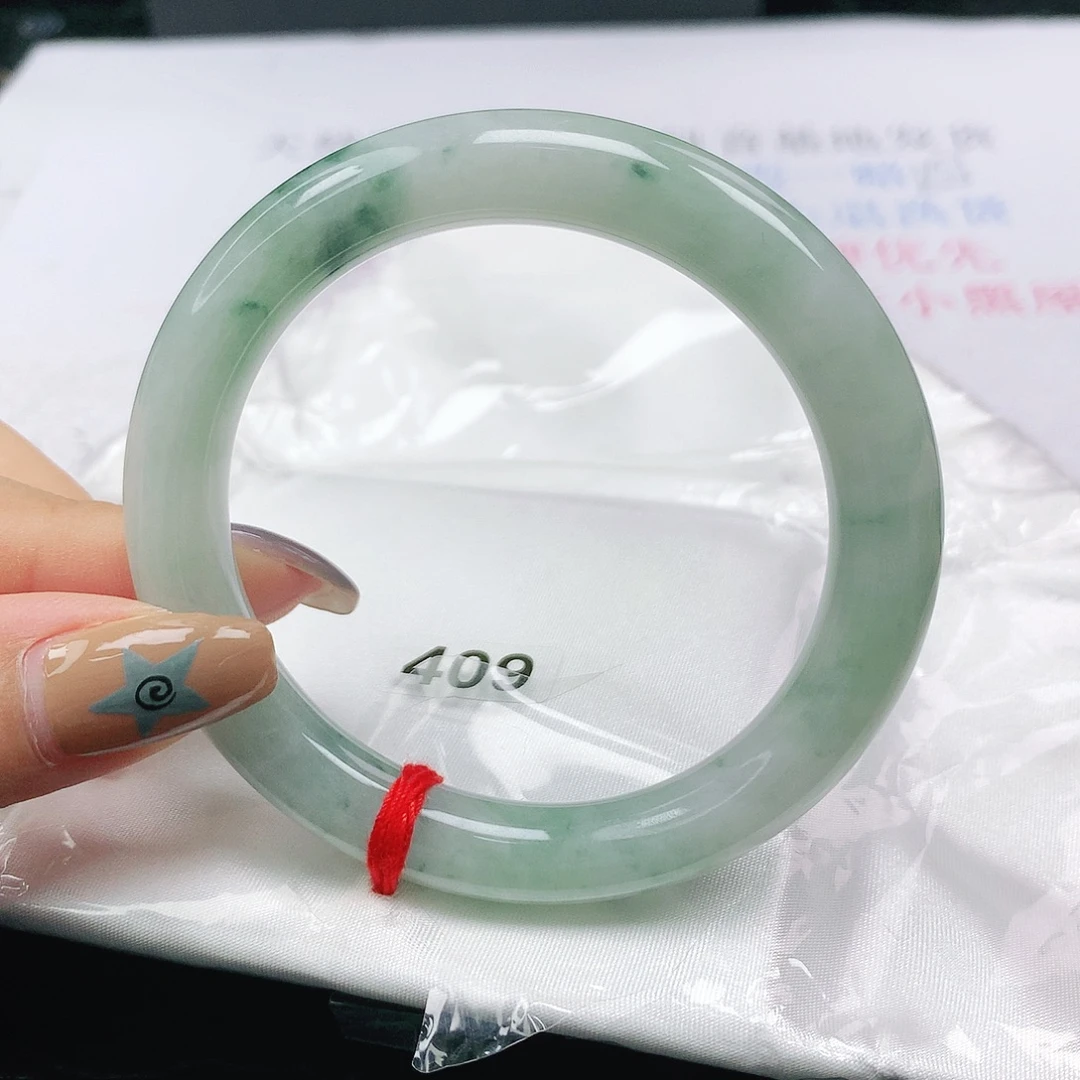翡翠未镶嵌手镯翡翠54.0飘花美人条