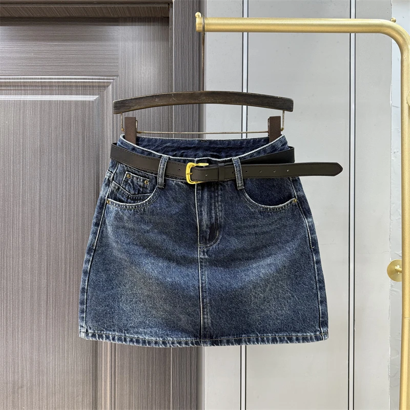 高腰牛仔半身裙女2025年春季新款复古辣妹显瘦a字包臀防走光短裙
