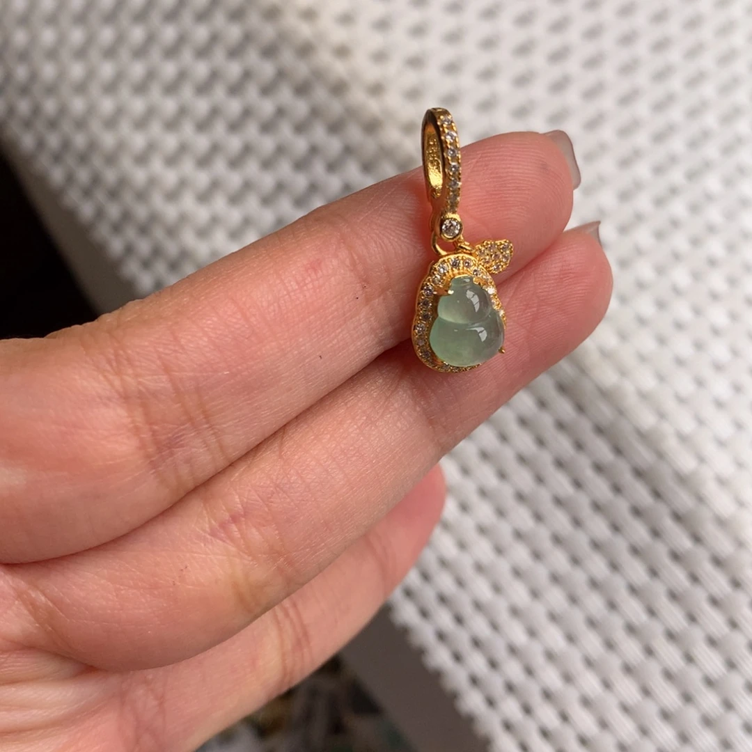 翡翠银S925镶嵌戒指吊坠