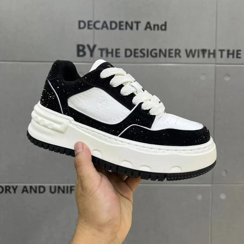 欧洲站厚底板鞋2025秋季新款低帮水钻工艺男款舒适百搭运动休闲鞋