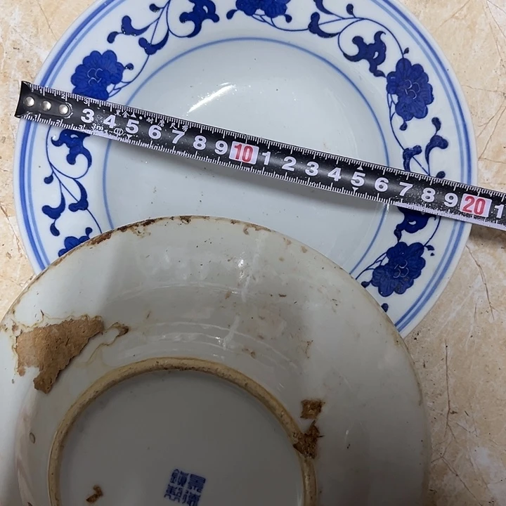 陶摆件2个20厘米芙蓉花深盘