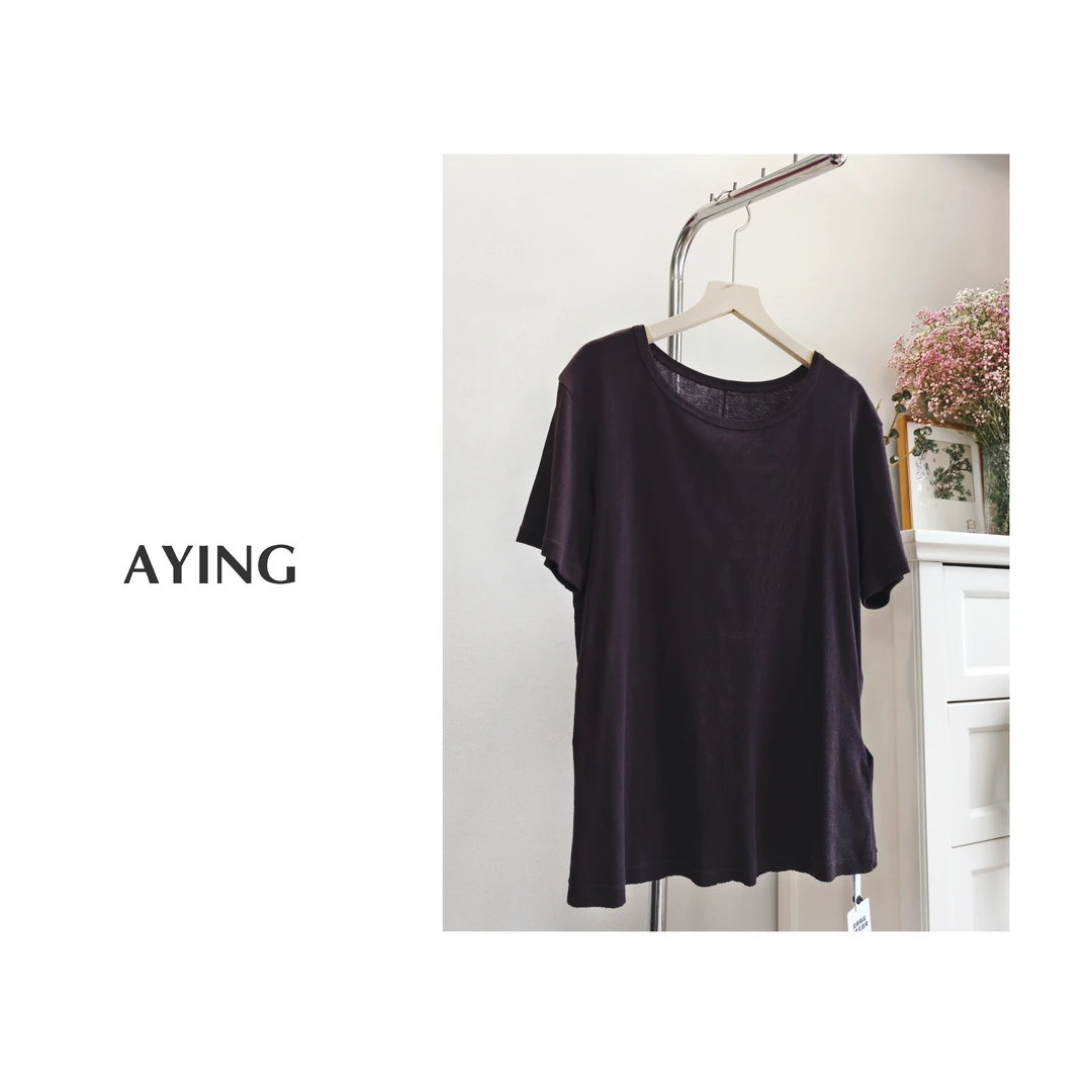 AYING　女士夏季　强撵纱工艺纯棉短袖T恤