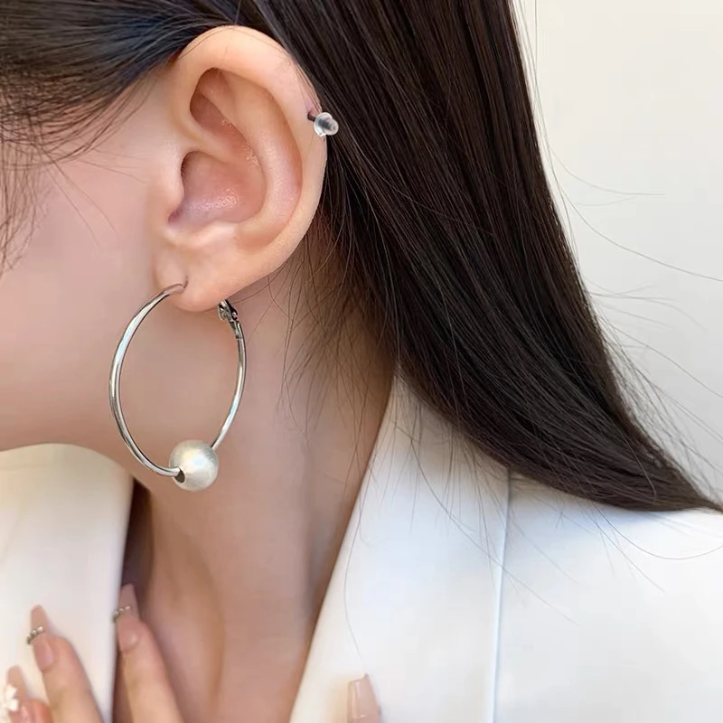 925银针 5公分个性夸张耳饰轻奢冷淡风小众设计高级感大耳圈