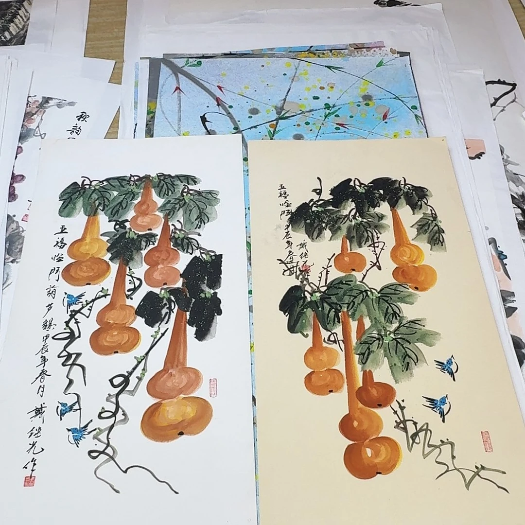 国画两张三尺整纸手绘做哦