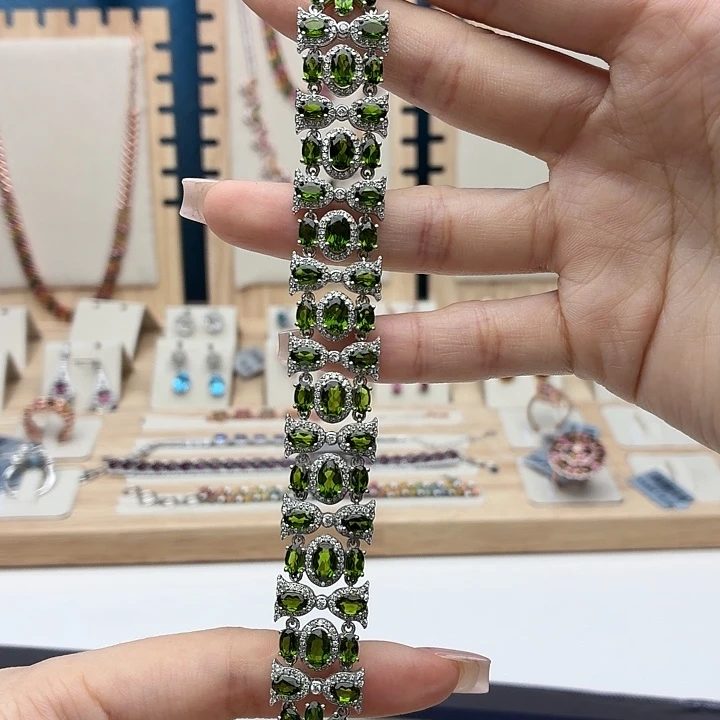 手链透辉石银S925镶嵌