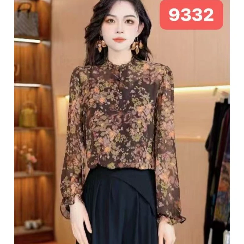 9332-12【繁花似锦】新款女士百搭小衫