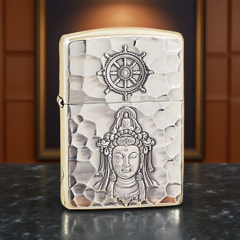 Zippo打火机镀银盔甲观心3D浮雕DYJ1