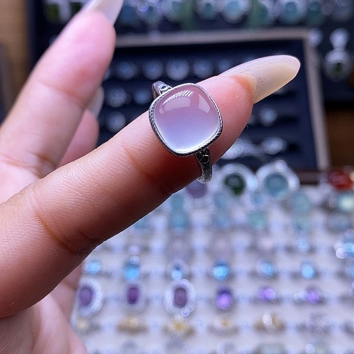 岫玉银S925镶嵌戒指