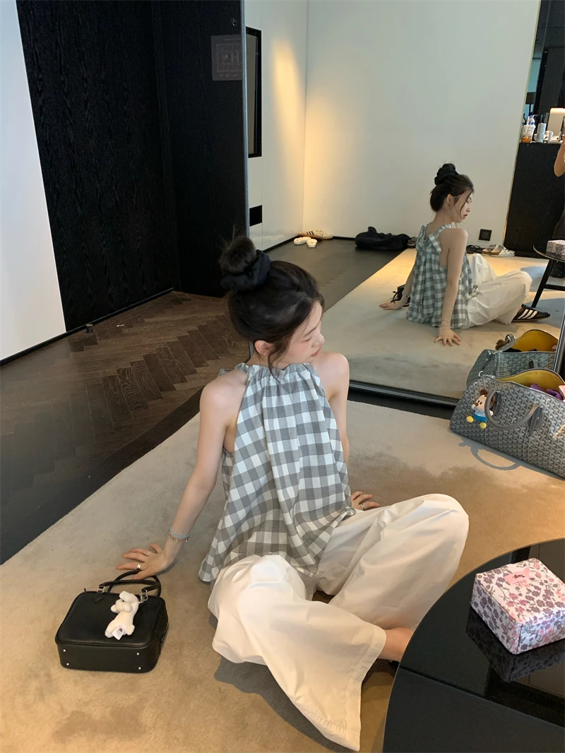 【OPENING自制】巴黎格调 背后蝴蝶结设计挂脖无袖上衣