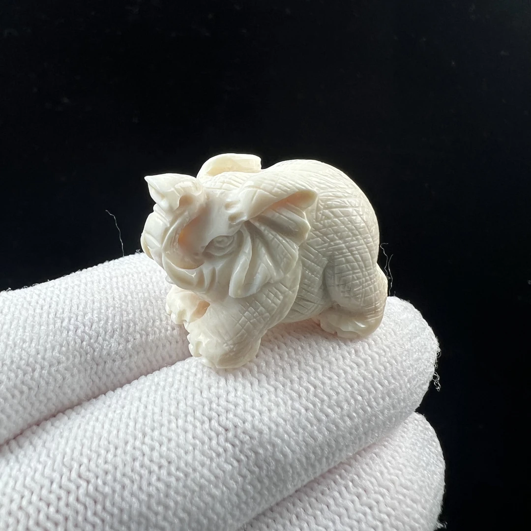 P9851天然猛犸牙小象15x26x18mm支持鉴定 假一罚四