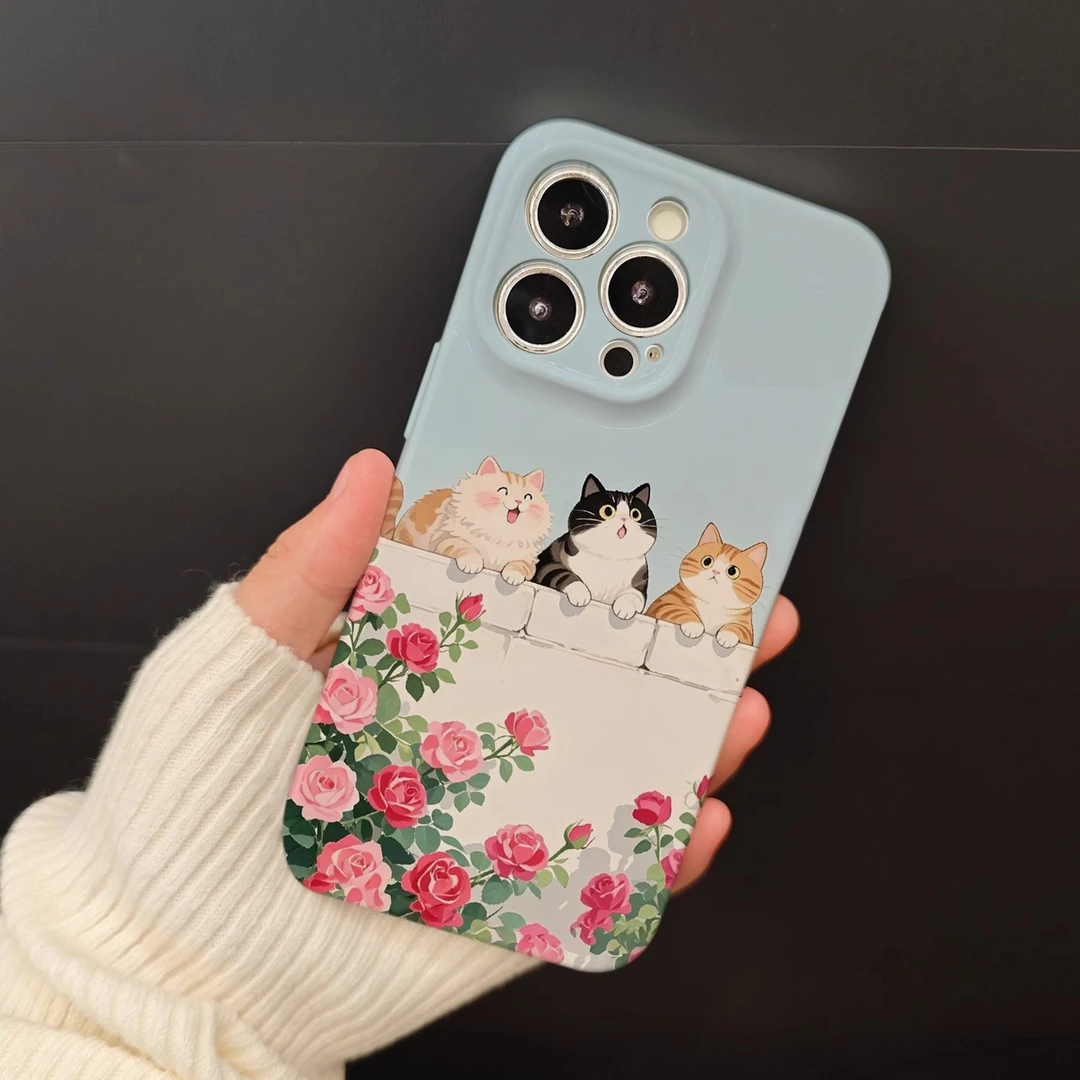 菲林软壳防摔趴墙小猫咪适用苹果16华为reno13小米15vivox200 1加