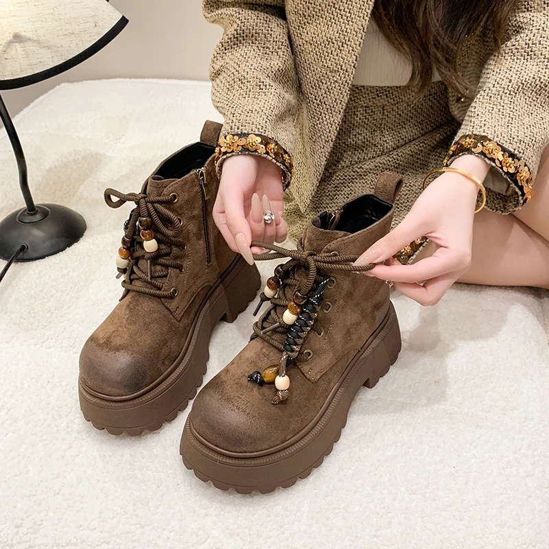 马丁靴女2025秋季新款百搭厚底时尚英伦风小个子增高复古爆款短筒