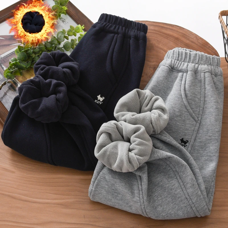 男童加绒裤子冬季2025新款中大童男孩儿童加厚奥粒绒卫裤运动长裤