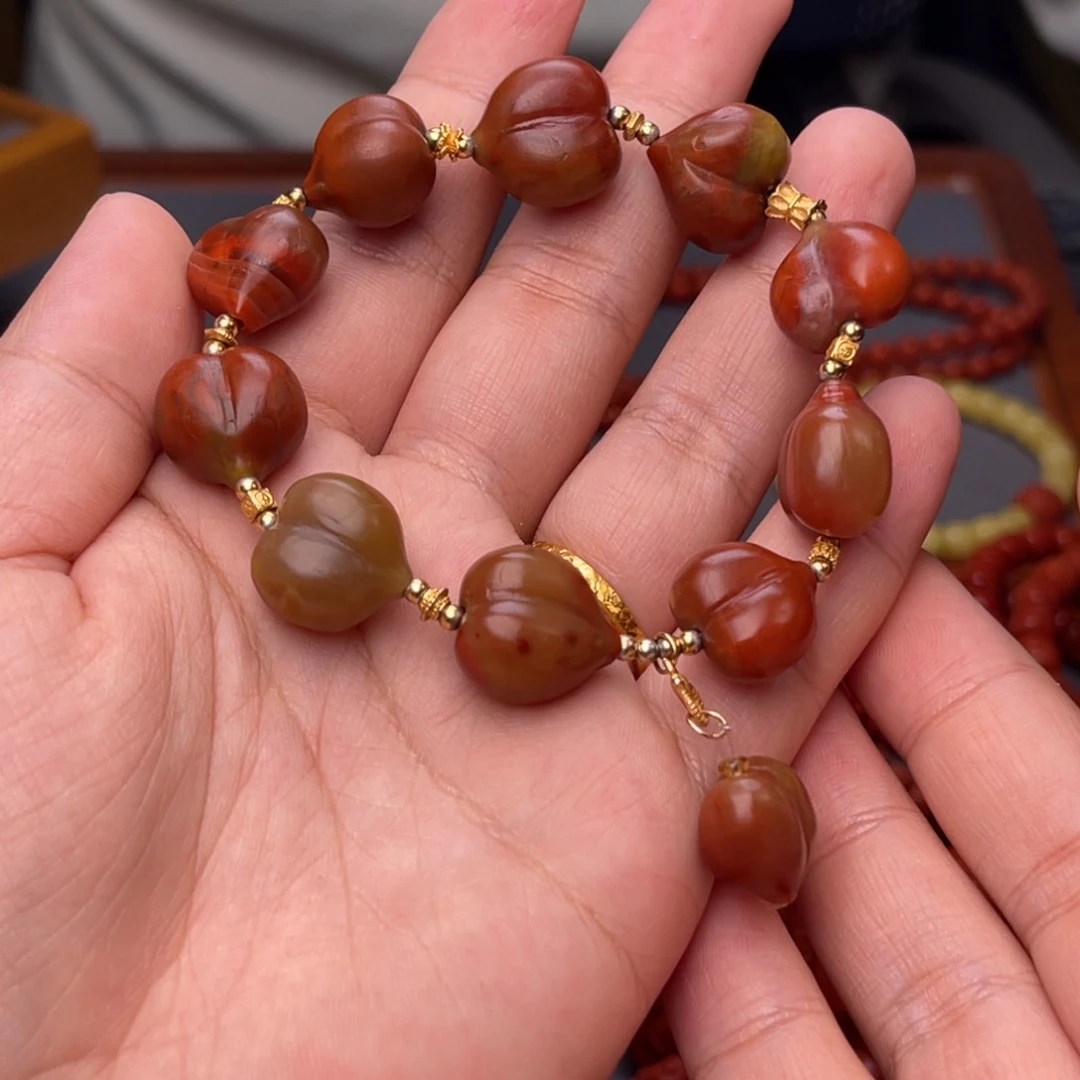 银S925镀金镶嵌配饰卡南红玛瑙