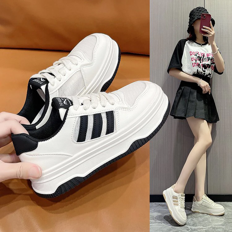 （断码女款白色时尚休闲女士厚底长筒百搭女鞋