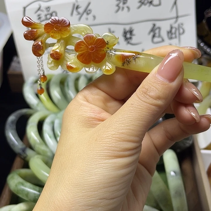 蛇纹石玉未镶嵌发饰