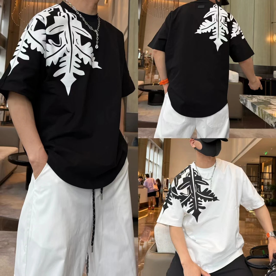 金先生潮流印胶小众休闲百搭宽松圆领套头T恤短袖