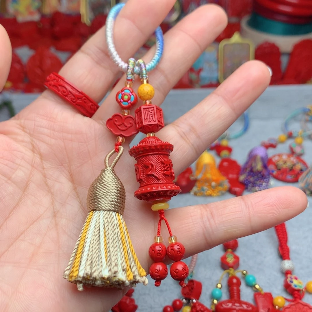 天然辰砂工艺品朱砂钥匙扣包包挂