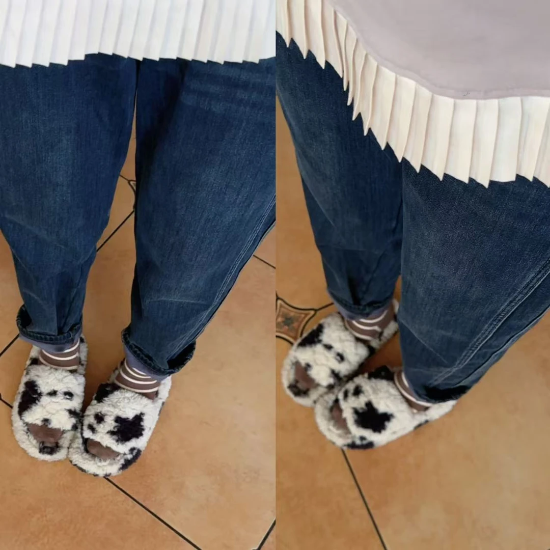 【呼唤你】【超显瘦】【加绒保暖】时尚洋气百搭休闲遮肉韩版水洗牛仔裤