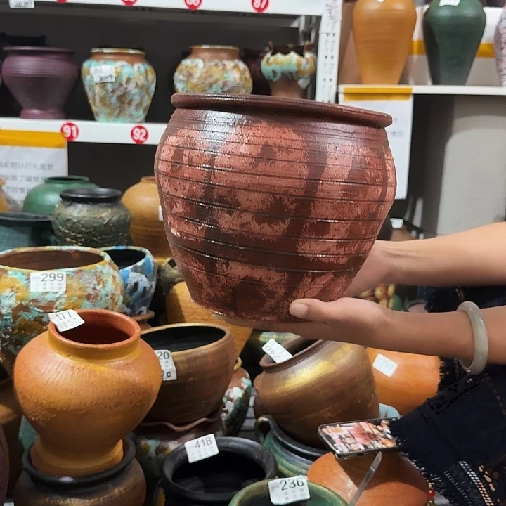 红彩绘缸080高20口19