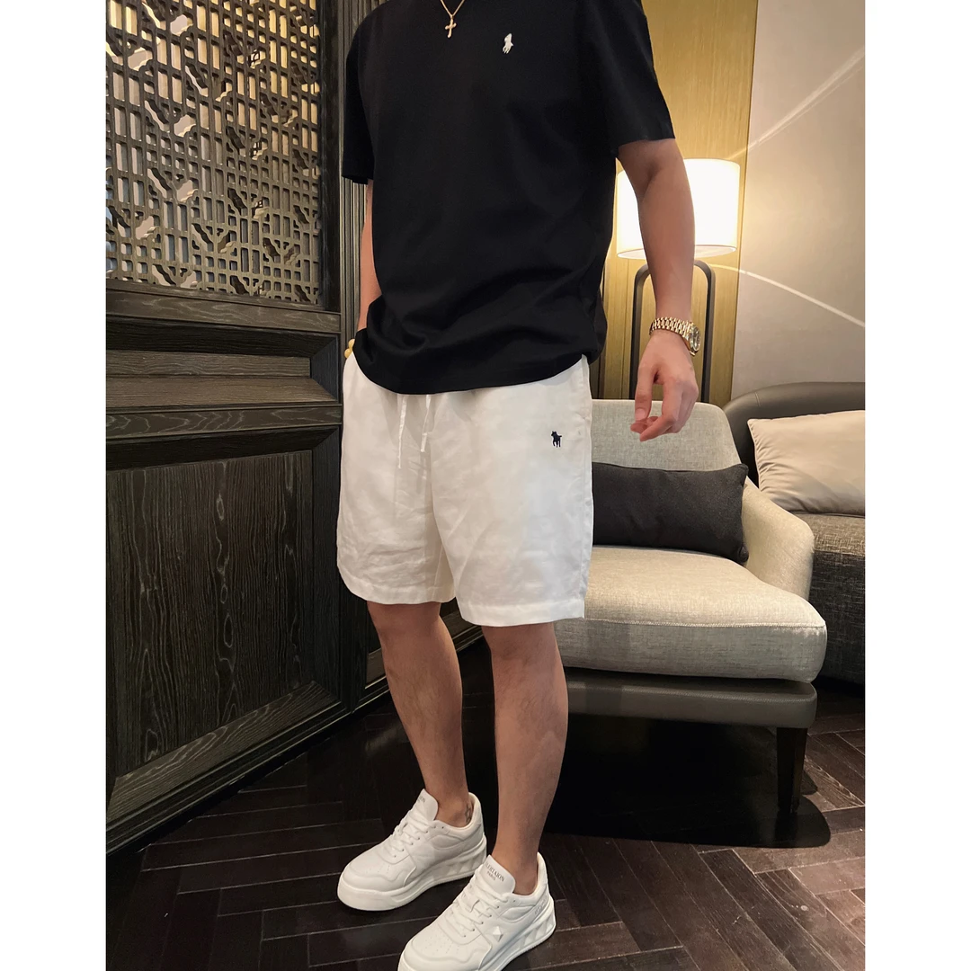 【亚麻短裤】夏日老钱天丝亚麻舒适刺绣小标百搭短裤WXWG376-1