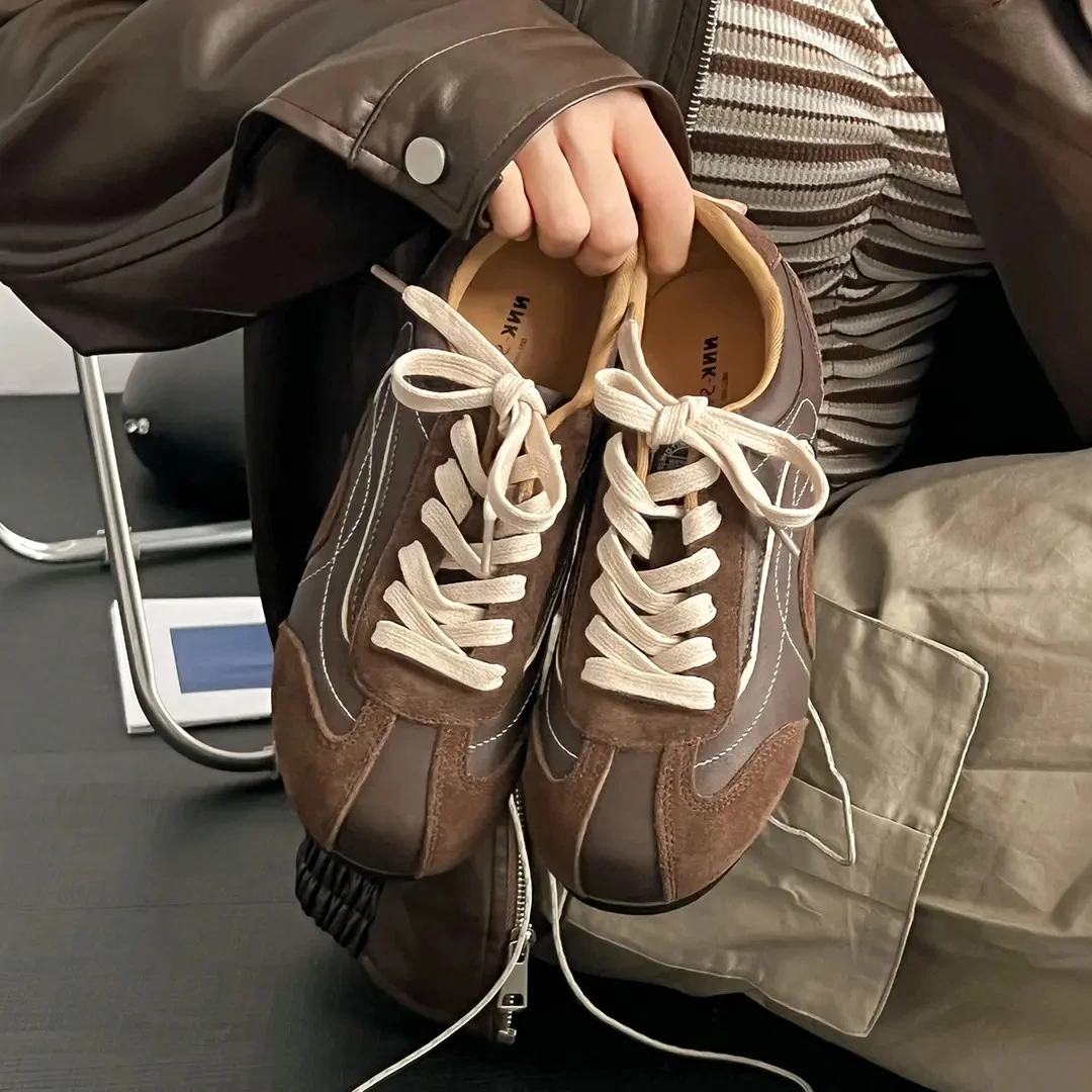 Ranyan/冉言2025新品“小可”小众圆头复古百搭德训鞋女ins德训鞋